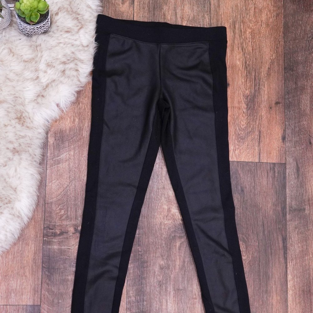 Express black front faux leather leggings